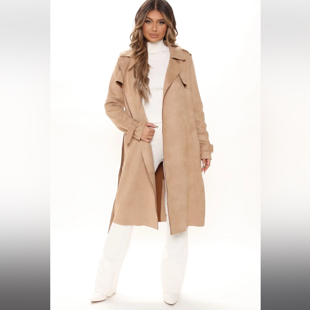 Fashion Nova Dark Camel Brown Trench Coat
